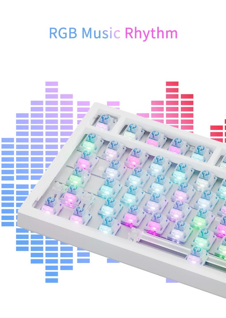 Ajazz AK820 Pro Gaming Mechanical Keyboard 75% Bluetooth/ Wireless Customized Gamer Keyboard with TFT Color Screen Knob for PC