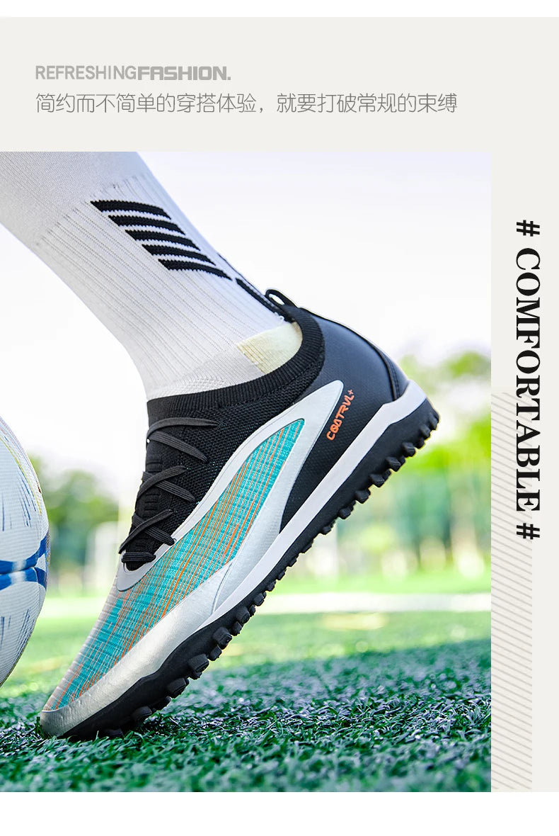 Botas de fútbol para hombre, tacos de exterior transpirables para adultos, antideslizantes, zapatillas deportivas de fútbol con tacos largos para entrenamiento y partido, cómodas para chicos
