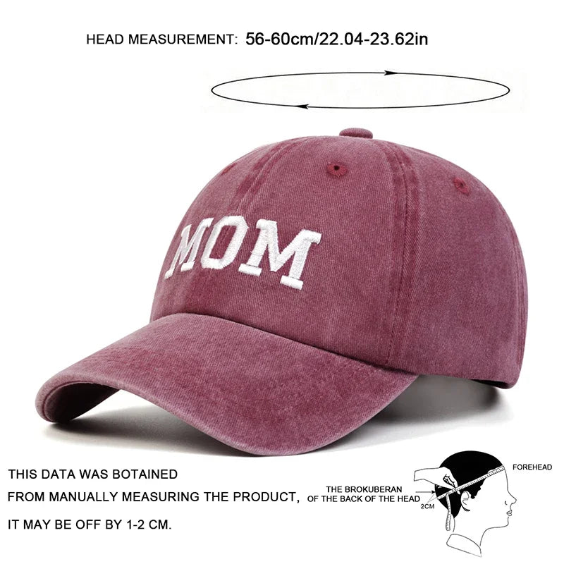 2PCS Unisex DAD MOM Letter Embroidery Wash Baseball Caps Spring and Autumn Outdoor Adjustable Casual Hats Sunscreen Hat