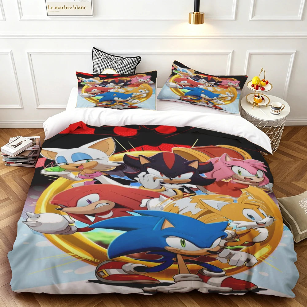 Sonic Duvet Cover for Kids Cool Bedding Set, Duvet Cover for Bedroom Decor Soft and ComfortableTwin, Double, Queen, and King