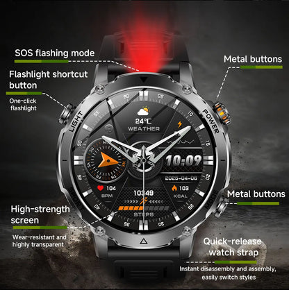 2026 TANK Ultra New 1400mAh Big Battery Smart Watch Men GPS path Sport Flashlight BT Call Waterproof Outdoor Military Smartwatch