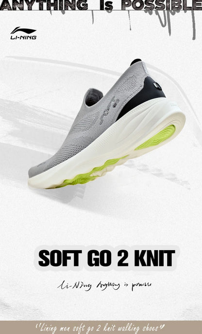 Li-Ning SOFT GO 2 KNIT slip-on-skor för män, bekväma och stabila promenadskor med dämpning, LiNing-mesh, jogging- och vardagsskor AGLV017