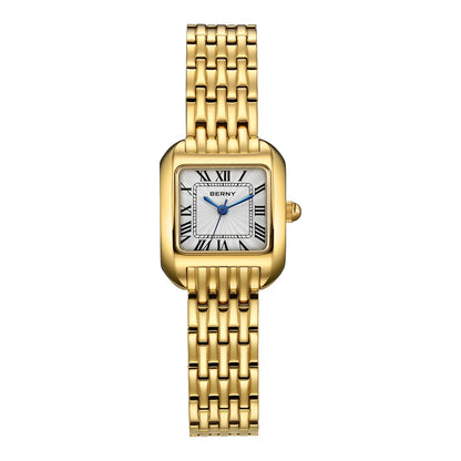 BERNY Gold Watch for Women Luxury Brand Square Ladies Quartz Watches New In Top Quality Fashion Elegant Business S/S Wristwatch