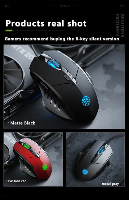 Inphic W1 Wired Gaming Mouse USB Esports Mouse with Adjustable DPI, Programmable Macro Buttons, Silent Click Office & Gaming Mouse