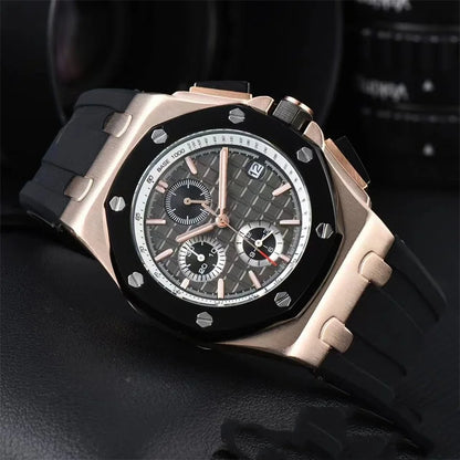 Men's Chronograph Sport Watch Date Display Luxury Chronograph Wristwatch Sport & Business Casual Watch with Rubber Strap