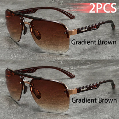 2PCS Fashion Luxury Gradient Lens  Men Women OutdoorSunglasses for Running Mountaineering Driving Fishing Travel MTB Eyewear