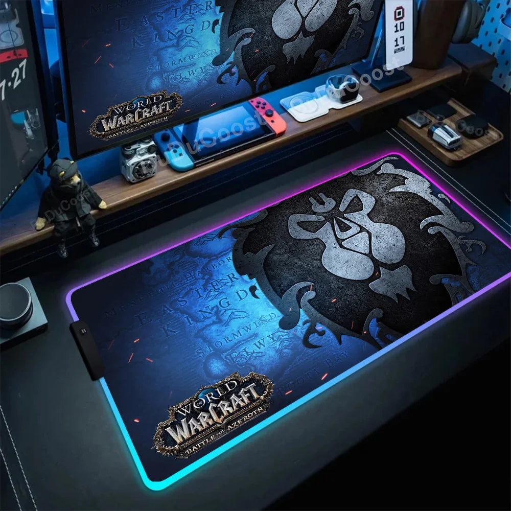RGB Mouse Pad Game World Of Warcraft Large Table Pad Computer Accessories XXL Laptop Antislip Keyboard Pad LED Backlight Deskmat