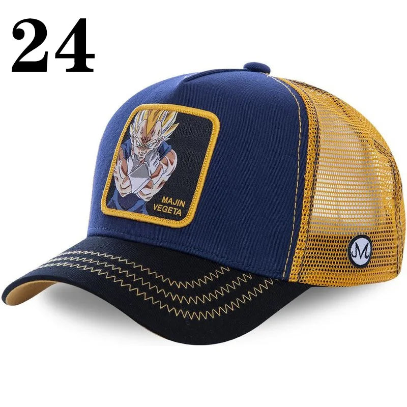 Dragon Ball DRAGONBALL síťovaná čepice, kreslená síťovaná čepice, pánská a dámská baseballová čepice, módní čepice s nášivkou, trucker čepice