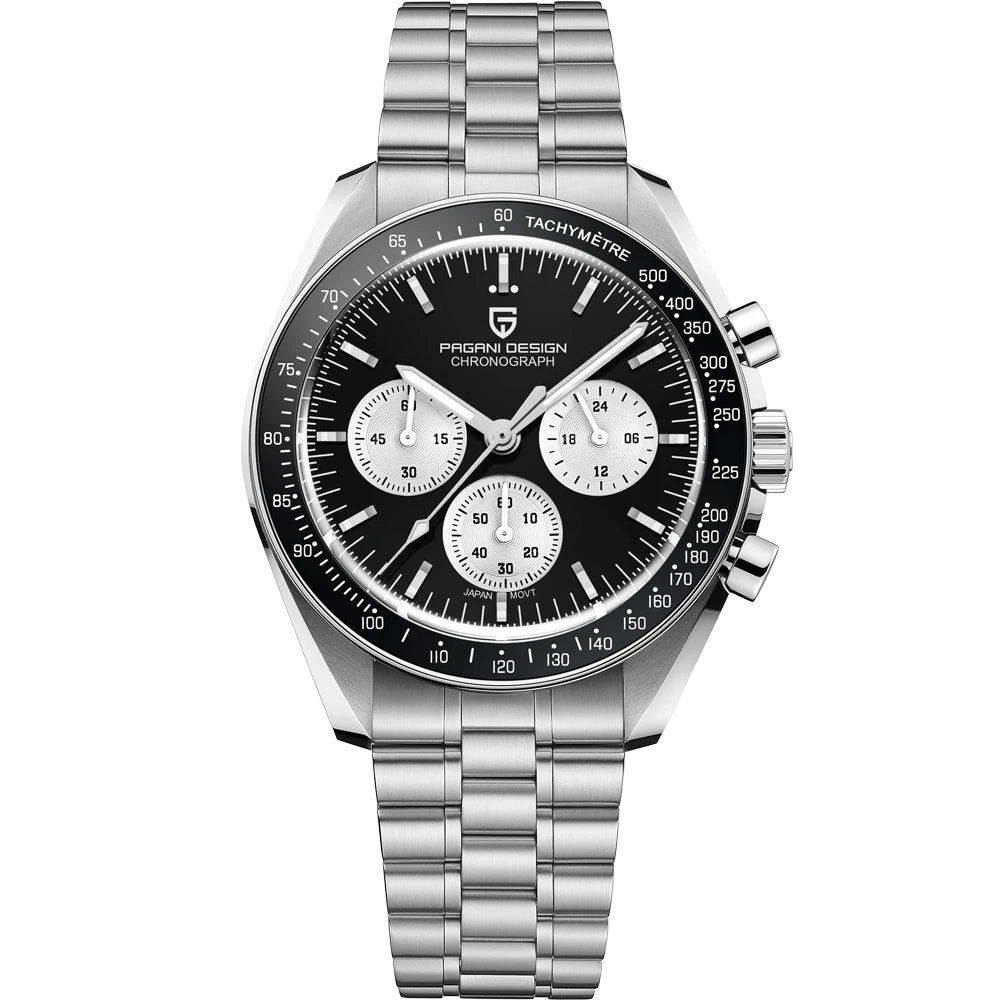 montre PAGANI DESIGN Moon – Chronographe à quartz de luxe pour homme, style sportif, verre saphir avec traitement antireflet, affichage luminescent