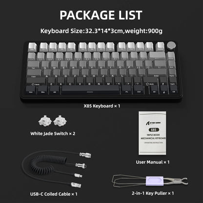 Teclado mecánico ATTACK SHARK X85 Tri-mode Gasket 75% con perilla CNC, acolchado de 5 capas, hot-swappable, retroiluminación RGB y NKRO