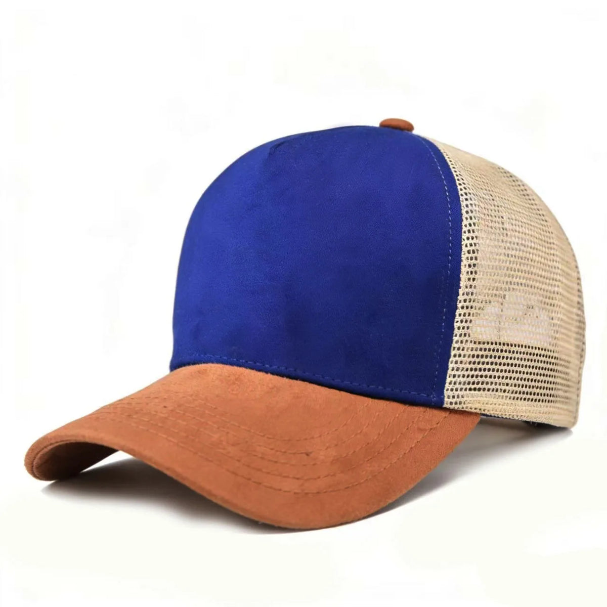 Vasaros tinklinė beisbolo kepurė moterims ir vyrams, vienspalvė suede kepurė su emblema, „snapback“ stiliaus kepurė, kasdienė, kvėpuojanti, unisex, gatvės stiliaus, hip-hopo ir „trucker“ stiliaus kepurės