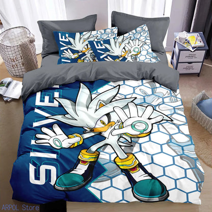 Cartoon Kids Sonics Duvet Cover Cool Anime Bedding Set Comforter Cover with Pillowcase Queen King Bedroom Children Teens
