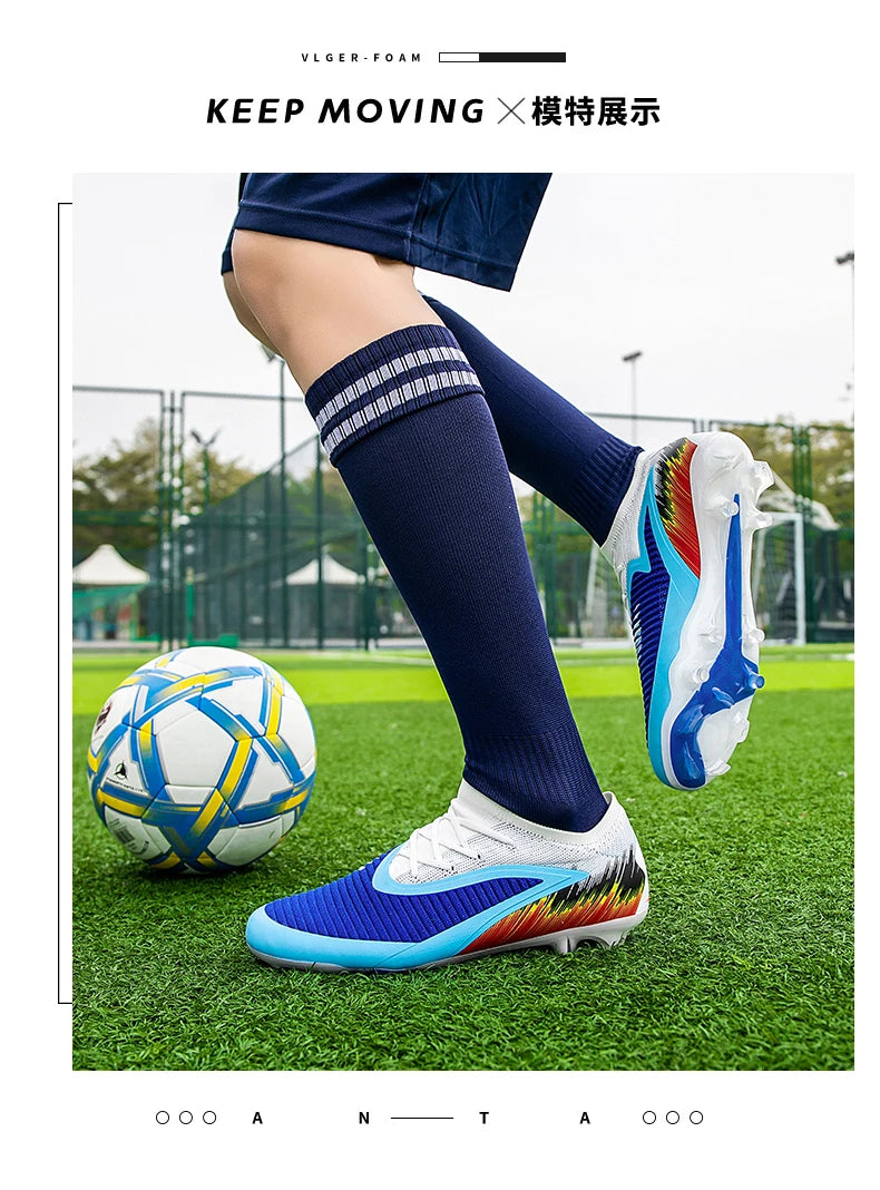 New Men's Football Boots Shoes Match Training Soccer Shoes Non-Slip Cleats Long Spikes FG Ultralight Outdoor Sneakers Drop Shipping