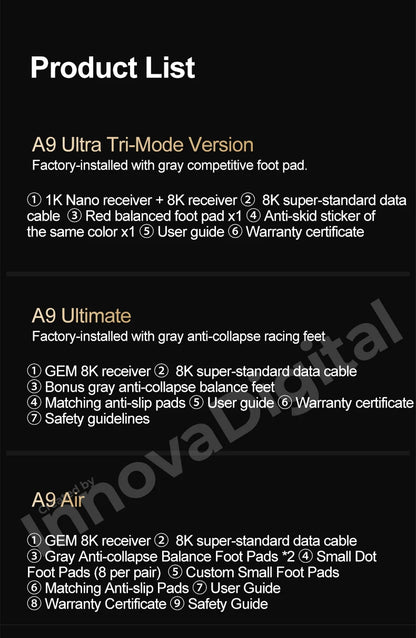 Безжична геймърска мишка ATK Dragonfly A9 Ultimate A9 Air PAW3950, ултралека ергономична e-sports мишка за FPS геймъри, CSGO A9 Ultra