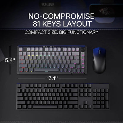 Redragon K673 GB 75% Wireless Gasket RGB 3-Modes 81 Keys Gaming Mechanical Hot-Swap Socket Keyboard