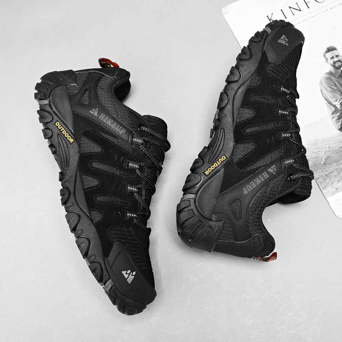 HIKEUP Herre-vandresko i ruskind, udendørssko, slidstærke herresko til trekking, vandring, jagt og taktiske sneakers
