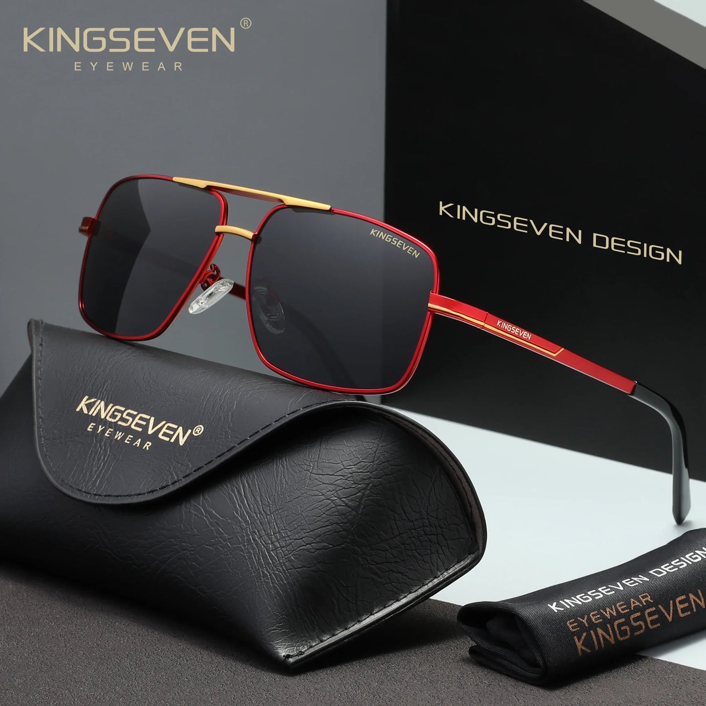 KINGSEVEN Causal Polarized Sunglasses Men Outdoor Driving Fashion Glasses UV400 Rectangle Driving Male Fishing Eyewear