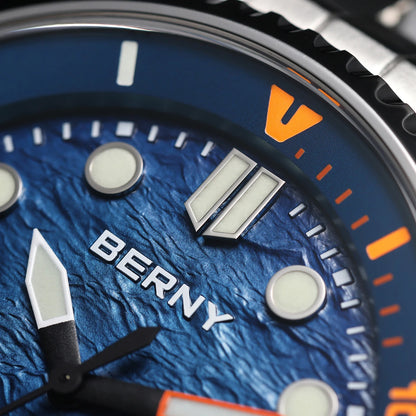 BERNY Diver Automatic Watches Men's Luxury Sapphire 316L Stainless Steel Mechanical Watch 42MM 200M Waterproof Diving Men's Watch