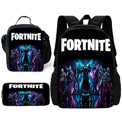 Trendiger Gaming-Schulrucksack für Kinder mit Lunchbags, Design-F-FortniteS Federmäppchen, Schultaschen für Jungen und Mädchen, ideales Geschenk