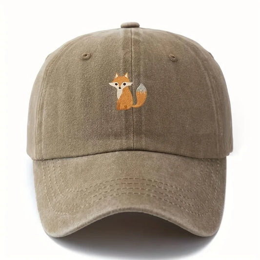 Cute fox pattern printed baseball cap for daily casual fashion, versatile city commuting hat, suitable for men and women