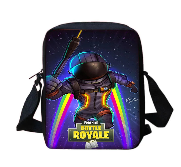 Trendige bedruckte Schulter-Umhängetasche für Jungen und Mädchen, Kinderdesign-F-FortniteS, lässige Handtasche für Herren und Damen, Handy- und Einkaufstasche