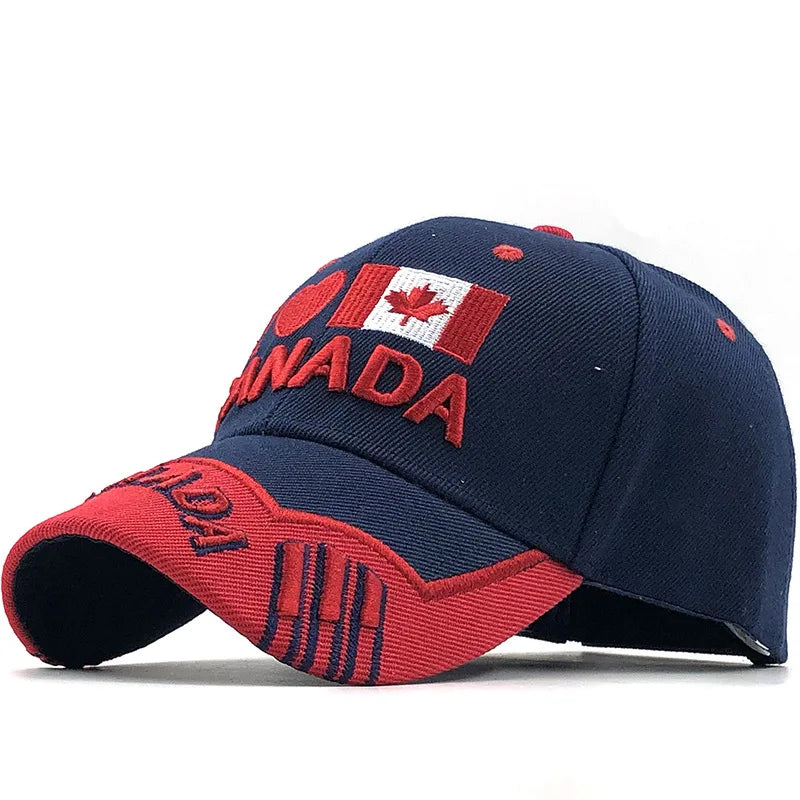 Farben Kontrast Kanada Bestickte Baseballkappe für Herren und Damen Snapback-Kappe Dad-Hats Angelkappe Bone Gorra