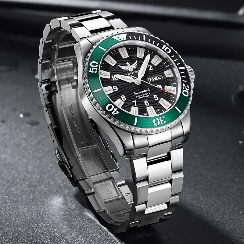 Yelang V1217 42mm Japan Eco-Drive Solar Watch Men's Watch 300M Diver Watch  30ATM Professional Waterproof  Sapphire Luminous