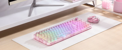 YUNZII X98 Pink QMK/VIA Wireless Transparent RGB Keyboard, Hot-Swap Gasket Mechanical Gaming Keyboard, Pre-lubed Knob Keyboard
