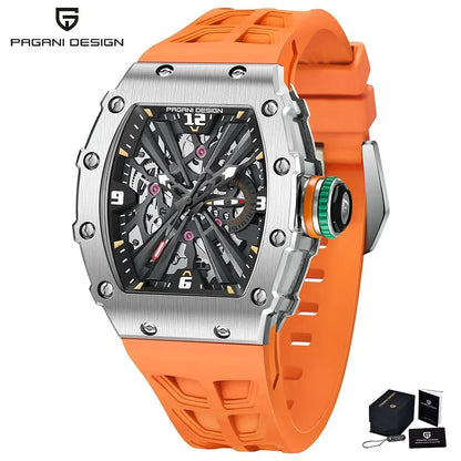 PAGANI DESIGN 42 MM Men's Skeleton Quartz Watch Japan VH65 Sapphire Glass Stainless Steel 50M Waterproof Wristwatches PD1738 New
