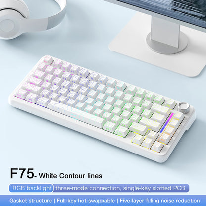 Teclado mecánico F75 FREEWOLF * AULA F75 Bluetooth trimodo, diseñado para gaming y uso de oficina