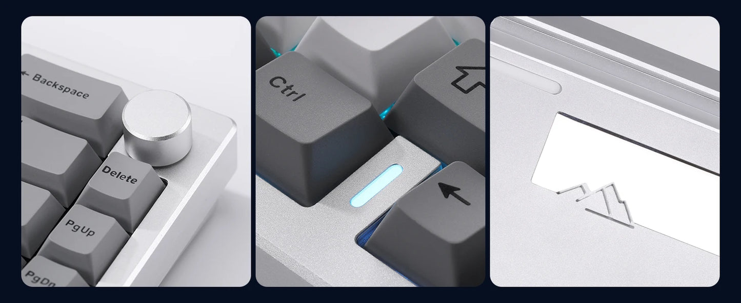 YUNZII AL68 Silver Aluminum Mechanical Gaming Keyboard, QMK/VIA Wireless Keyboard, Hot Swap Gasket Custom Keyboard with Knob
