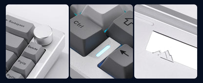 YUNZII AL68 Silver Aluminum Mechanical Gaming Keyboard, QMK/VIA Wireless Keyboard, Hot Swap Gasket Custom Keyboard with Knob