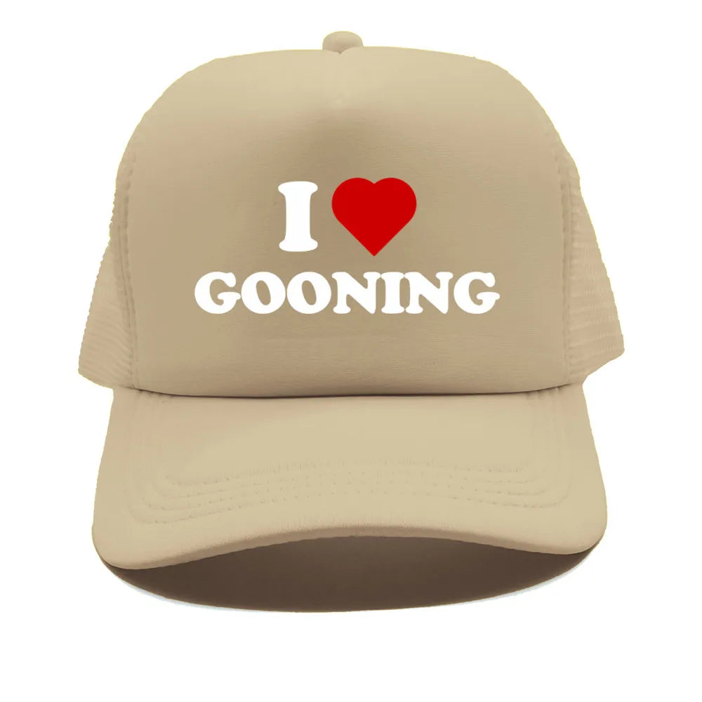 Αστεία καπέλα μπέιζμπολ «I Love Gooning» – Δροσερά καλοκαιρινά ανδρικά καπέλα από πλέγμα – Χιουμοριστικά καπέλα τύπου «Trucker» – Unisex καπέλα από πλέγμα για υπαίθριες δραστηριότητες – MZ-080