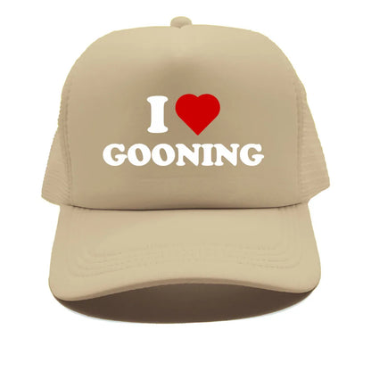 Αστεία καπέλα μπέιζμπολ «I Love Gooning» – Δροσερά καλοκαιρινά ανδρικά καπέλα από πλέγμα – Χιουμοριστικά καπέλα τύπου «Trucker» – Unisex καπέλα από πλέγμα για υπαίθριες δραστηριότητες – MZ-080