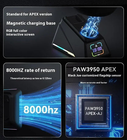 Мишка AJAZZ AJ159 APEX Tri Mode Wireless 8K със сензор PAW3950, ниска латентност, база за зареждане, персонализируема, лека, за PC гейминг