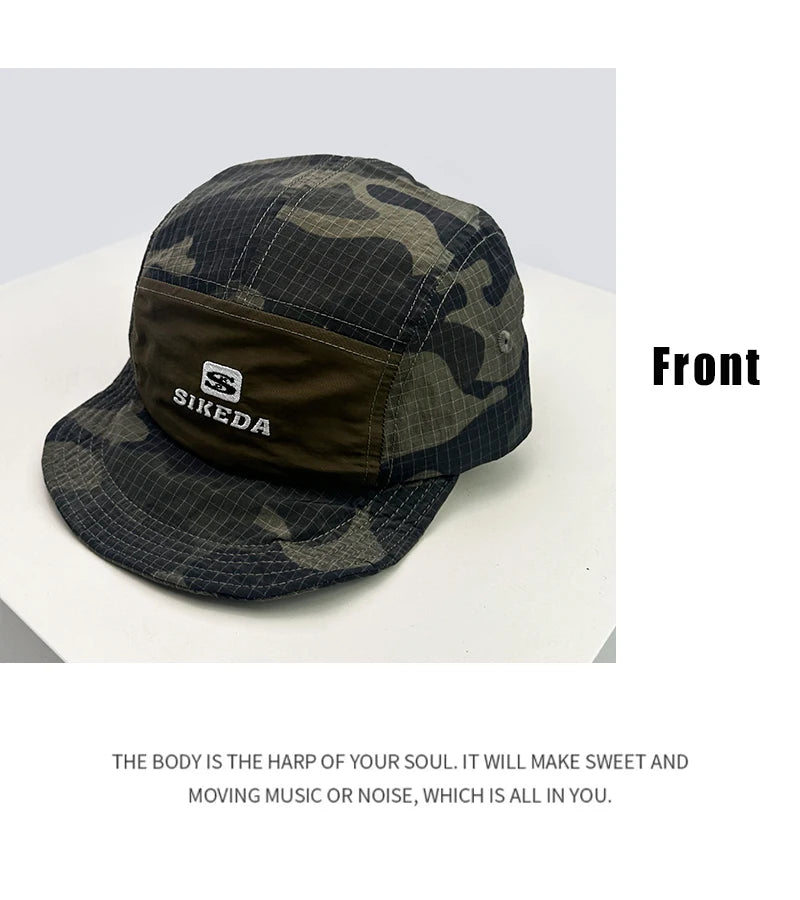 Unisexové kšiltovky CAMO s rychleschnoucí výšivkou písmen, sluneční kšiltovky s barevnými bloky, prodyšné osobní kšiltovky s šikmým kšiltem, univerzální kšiltovky
