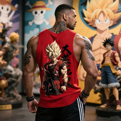 Anime Super Saiyan Son Goku Dragon Ball Gym New  Harajuku Summer Men Tank Top Fitness Oversized Casual Sports Sleeveless Tee Y2k