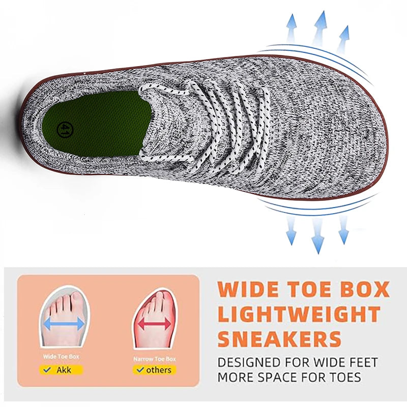 Unisex Minimalist Barefoot Shoes Lightweight Breathable Wide Toe Sneakers for Outdoor Casual Walking