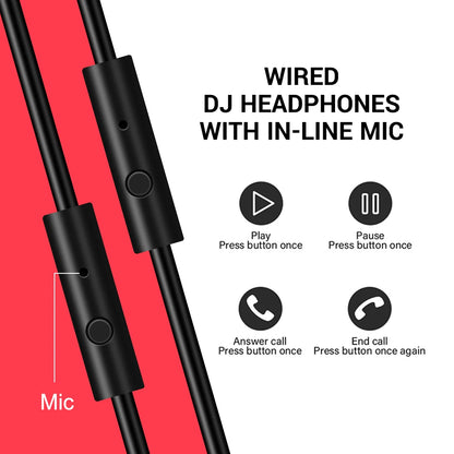 OneOdio kabelgebundene Over-Ear-DJ-Studiokopfhörer mit Mikrofon – Mixing- & Monitoring-Headset mit 40mm Treiber für Gaming & Aufnahmen