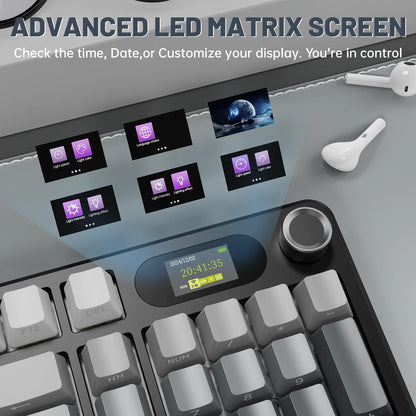 ATTACK SHARK X98PRO Tri-mode Gasket Mechanical Keyboard with TFT Screen & Knob, 99Keys Layout, 5-Layer Foams, Hot-Swap, RGB
