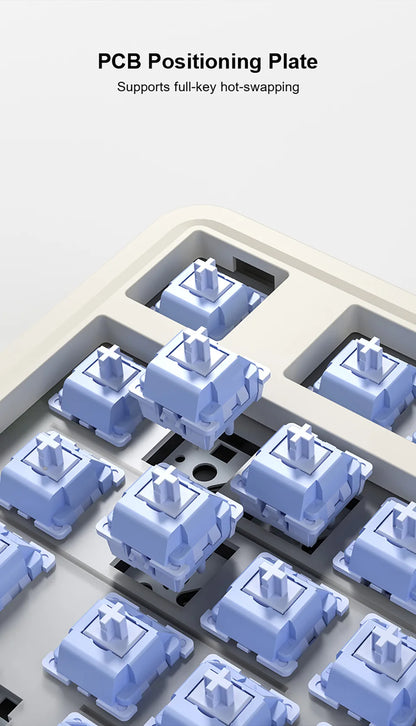 Teclado mecânico gaming esports AULA AU75, três modos, 81 teclas, teclas PBT, hot-swappable, RGB, teclado sem fios para PC desktop e escrita