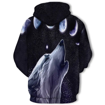 Neuer modischer Hoodie mit 3D-Tierprint für Herren und Damen, personalisiertes Design, Sweatshirt mit Schnee- und Doppelwolf-Motiv, Harajuku Oversized Hoodie