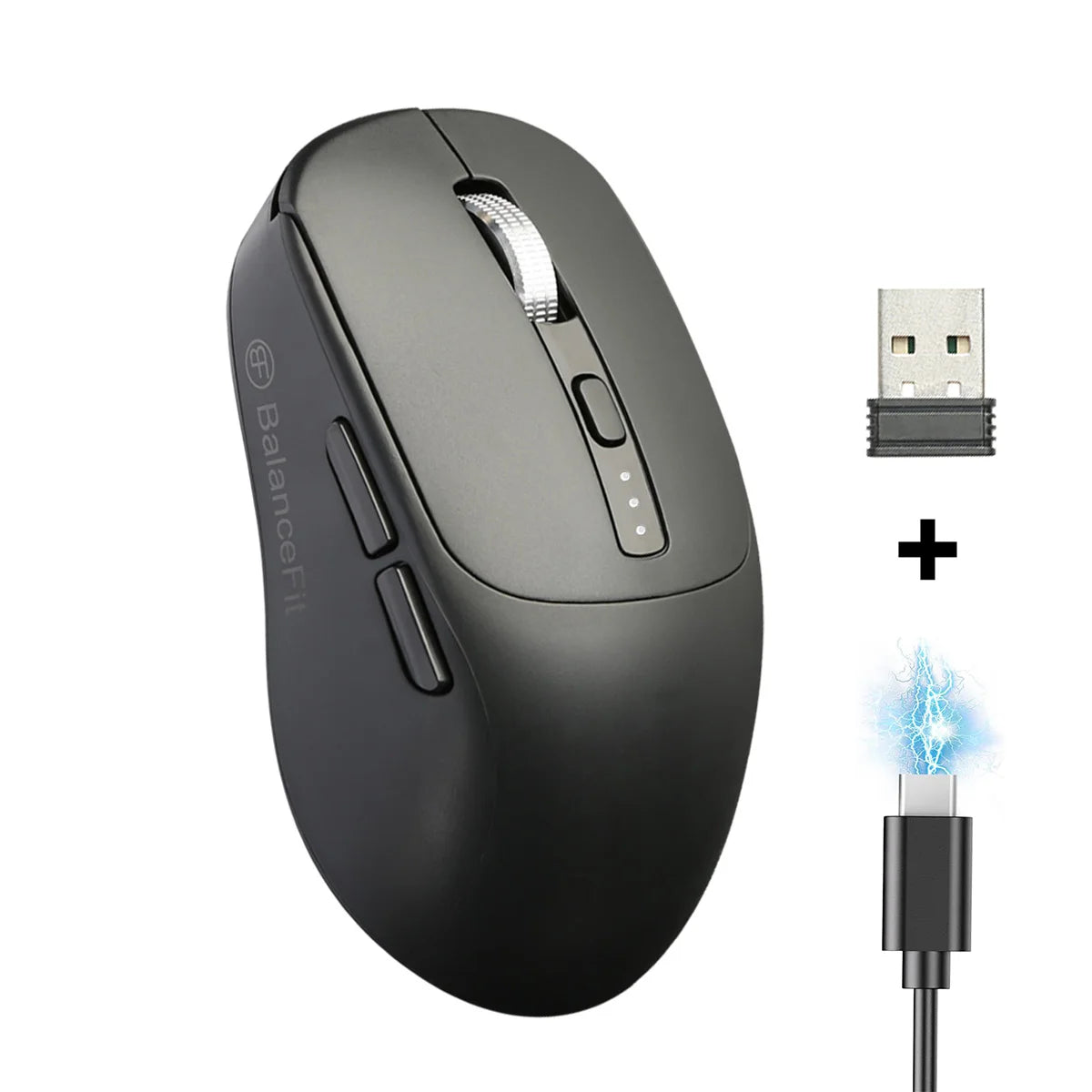 BalanceFit Bluetooth Wireless Mouse 5.2, Rechargeable Ergonomic Wireless Mouse with USB 2.4GHz for Laptop, MacBook, iPad, PC & Tablet