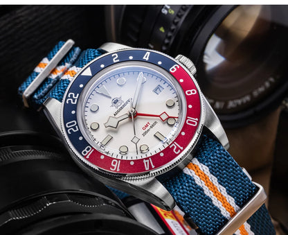 ADDIESDIVE GMT Quartz Watches Bubble Mirror Glass AD2044 Men's Sport Diver Watch 20Bar Waterproof Super Luminous Man WristWatch