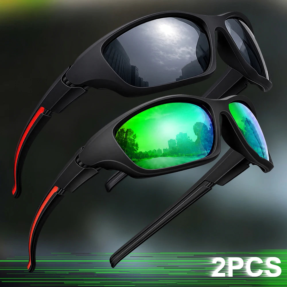 2pcs Advanced Cool Fantasy Polarized Surround Fashion Sunglasses,Men's and Women's Outdoor Sports,Cycling,Fishing,Hiking,Golf
