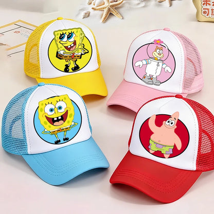 Cute SpongeBobs Baseball Cap Movie Cartoon Round Role Boy Girl Kids Adult Sport Casual Sunshade Adjustable Anime Peaked Mesh Hat