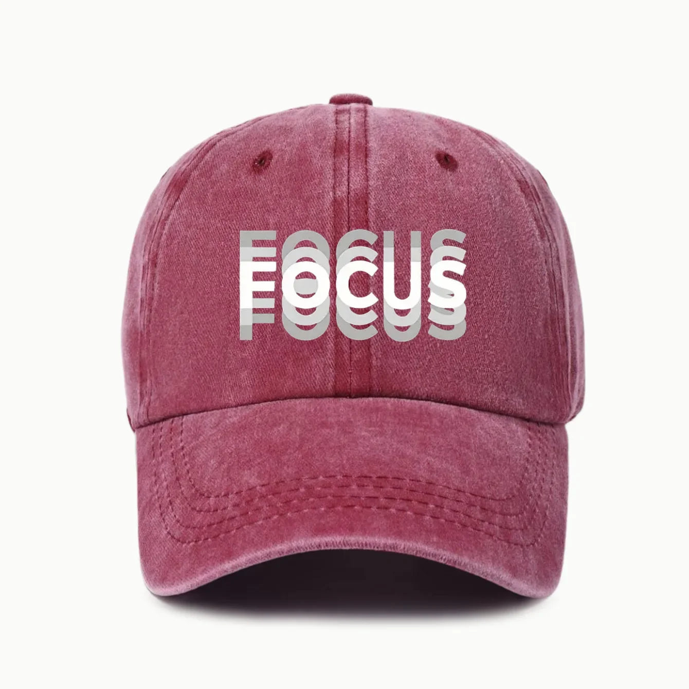 FOCUS Print Cap Washed Cotton Adjustable Classic Style Baseball Cap, Sports Duckbill Hat for Men and Women