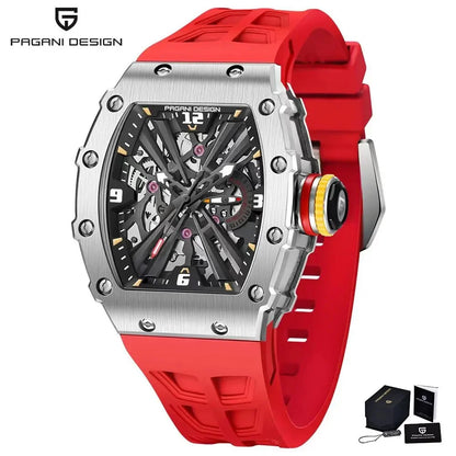 PAGANI DESIGN 42 MM Men's Skeleton Quartz Watch Japan VH65 Sapphire Glass Stainless Steel 50M Waterproof Wristwatches PD1738 New