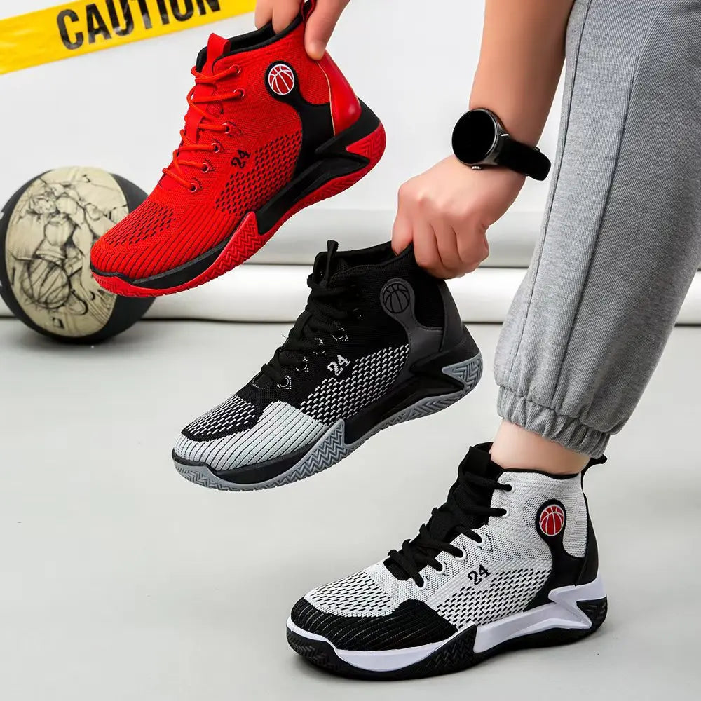 Große High-Top-Sportschuhe für Herren, lässig, atmungsaktiv und bequem, mit dicker Sohle – Basketballschuhe und Laufschuhe