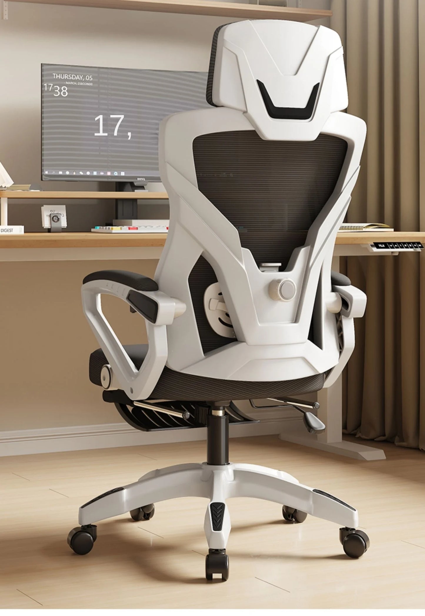 Ergonomic Reclining Seat, Comfortable Office Chair, Household Computer Chair, Student Dormitory, Gaming Chair with  Footrest
